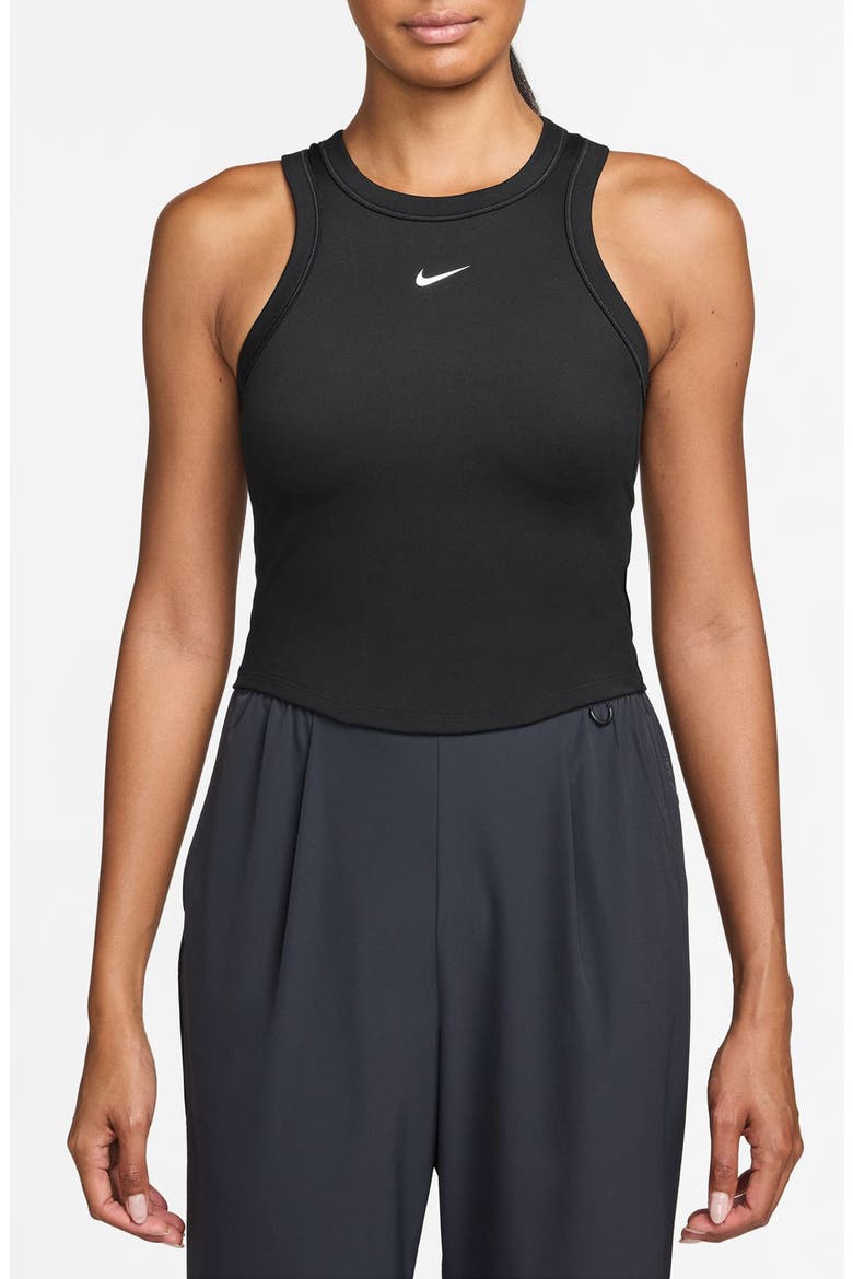 One Fitted Dri-FIT Cropped Tank Top, Main, color, 011 BLACK/WHITE