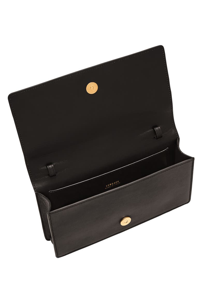 Tribute Leather Shoulder Bag, Alternate, color, BLACK/ TRIBUTE GOLD