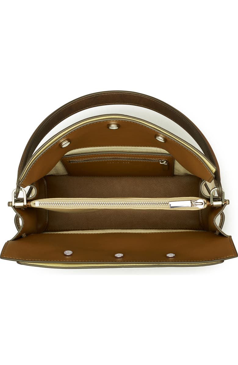 Tory Burch Small Lee Radziwill Croc Embossed Leather Double Bag, Alternate, color, Brown Shale