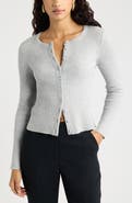 Open Edit Ribbed Crewneck Cardigan