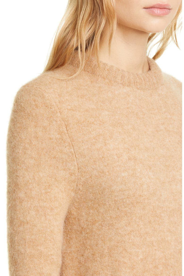 Puffy Crewneck Sweater, Alternate, color, CAMEL