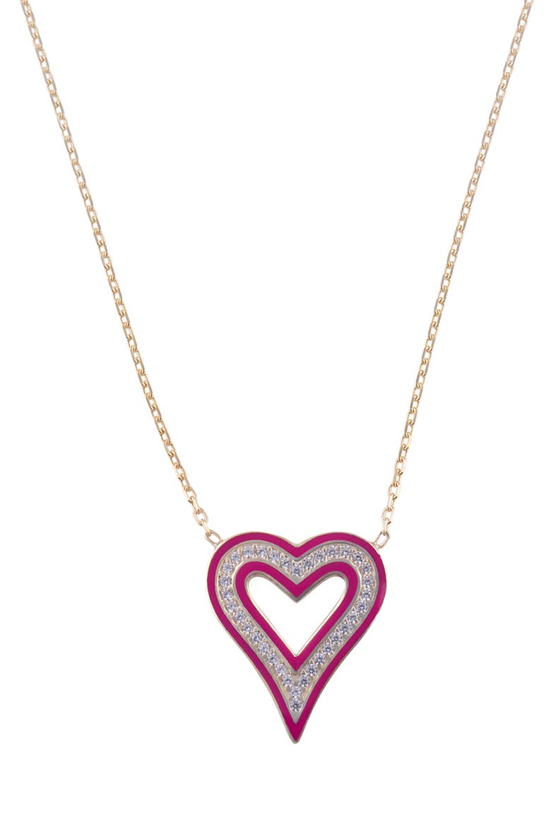 Enamel Heart Pendant Necklace, Main, color, GOLD / PINK