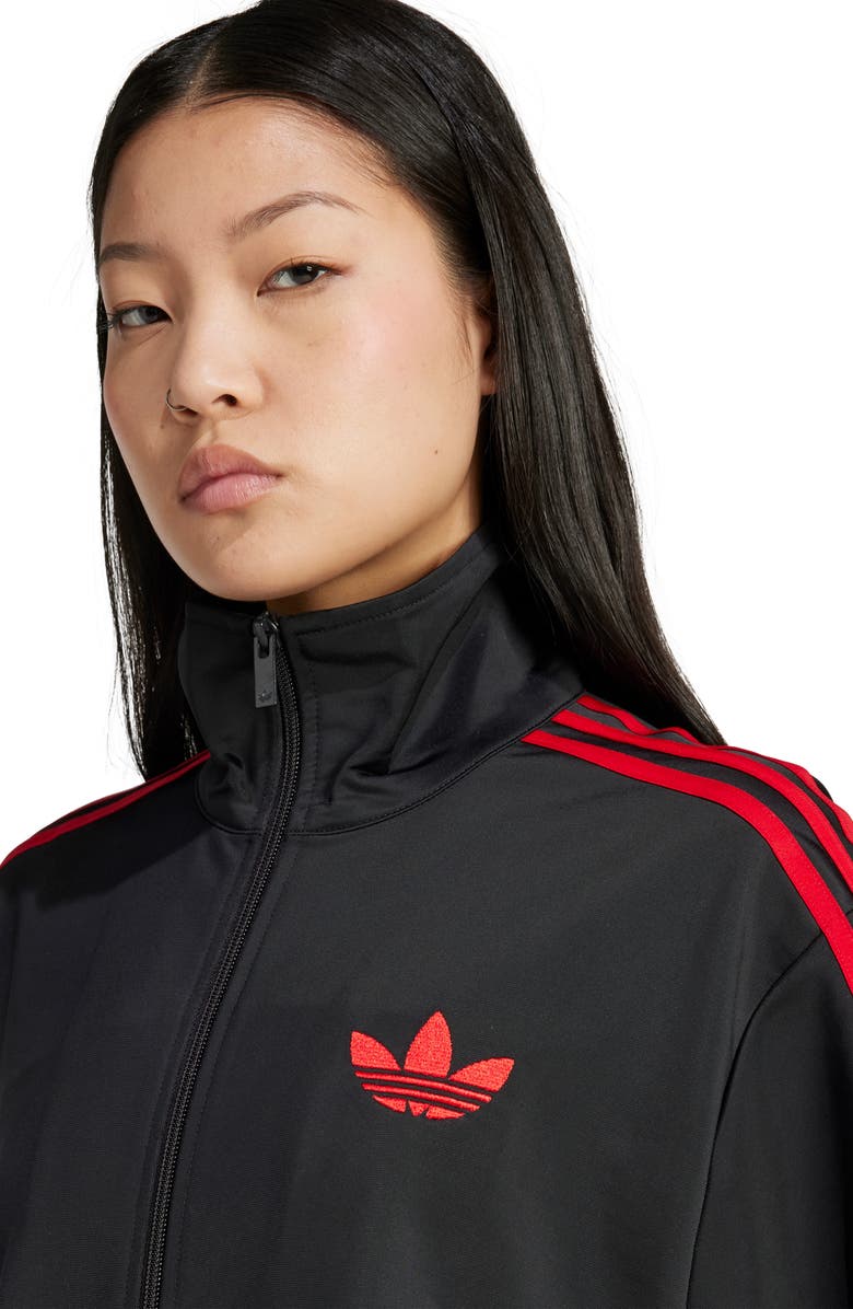 adidas Firebird Recycled Polyester Track Jacket, Alternate, color, Black/ Better Scarlet