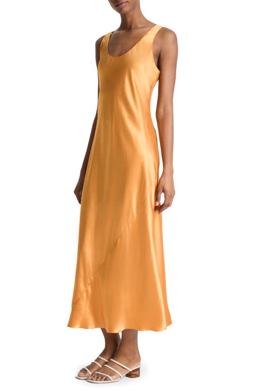 Shop Vince Bias Cut Satin Slipdress In Dark Marigold
