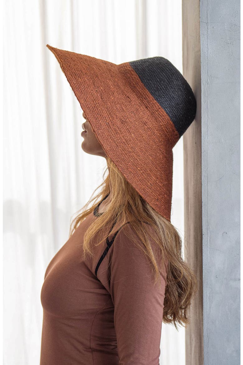 The Riri Duo Jute Straw Hat, Alternate, color, Burnt Sienna
