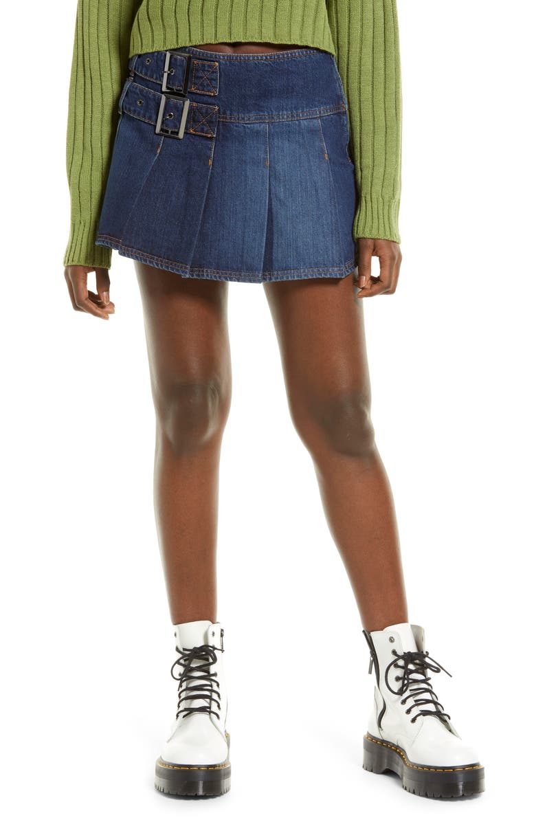 BDG Urban Outfitters Buckle Denim Miniskirt, Main, color, 