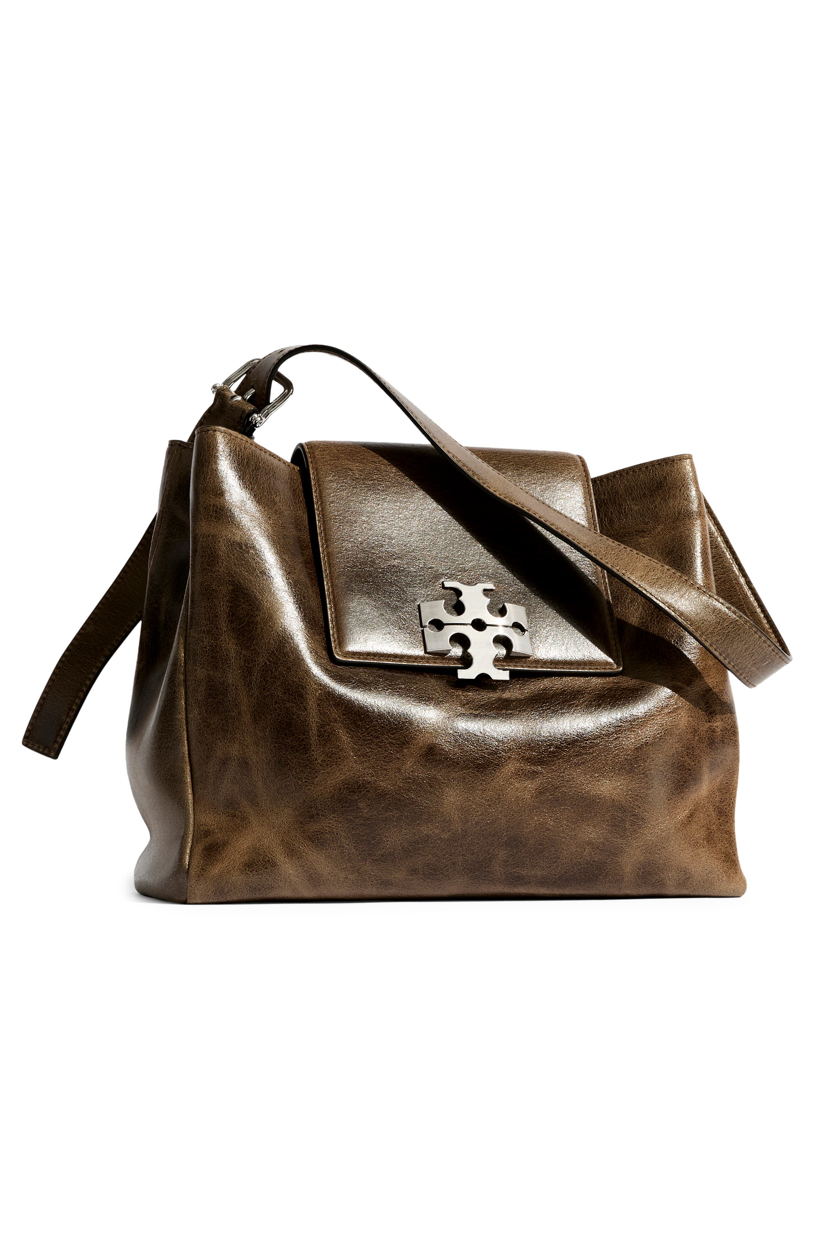 Charlie Runway Distressed Leather Flap Shoulder Bag, Alternate, color, BROWN MULTI