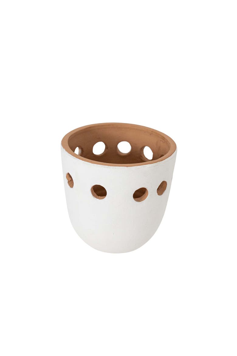 Round Cutout Planter White Terracotta, Alternate, color, White
