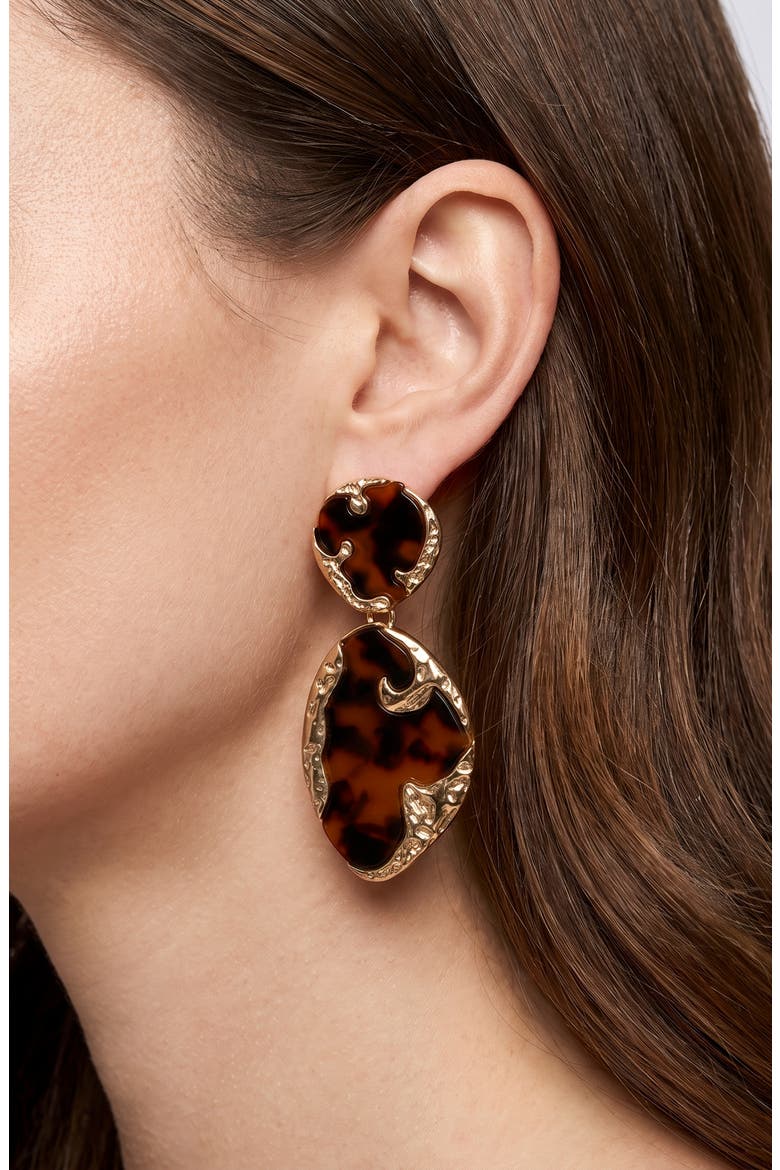 Molten Tortoise Drop Earrings, Main, color, TORTOISE/ GOLD