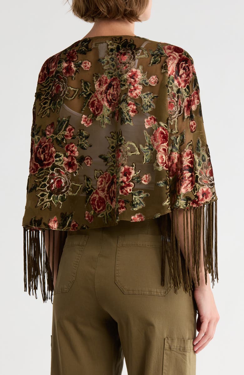 BCBG Rose Floral Velvet Topper, Alternate, color, Olive