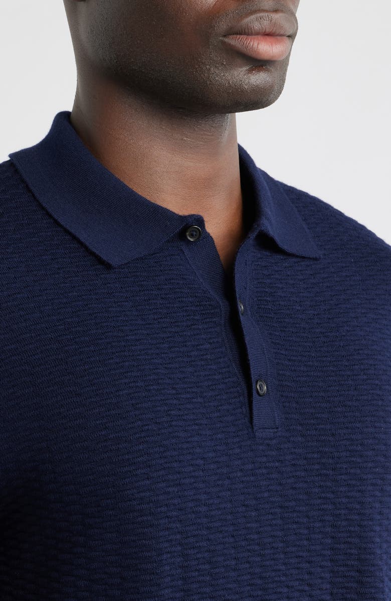 BOSS Diluigi Long Sleeve Virgin Wool Blend Polo Sweater, Alternate, color, Dark Blue