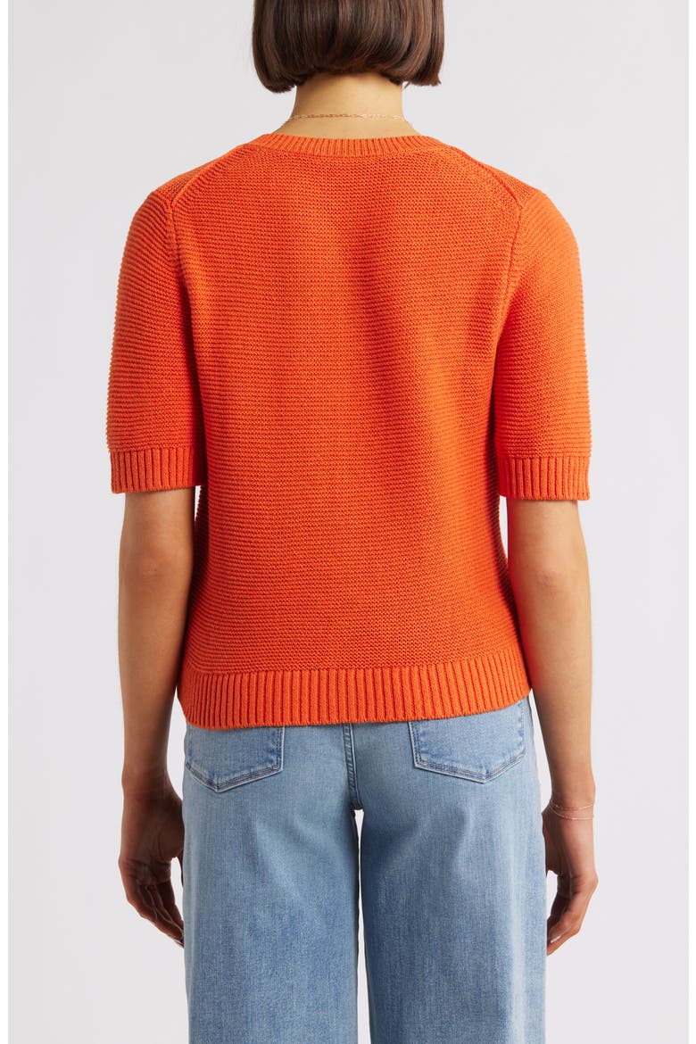 Elle Elbow Sleeve Linen & Cotton Button-Up Sweater, Alternate, color, PUREED PUMPKIN