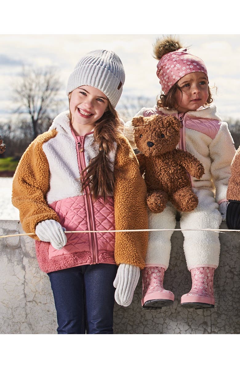 Deux par Deux Baby Girl's Mid-Season Colorblock Jacket Orange, Off-White, And Old Pink, Alternate, color,
