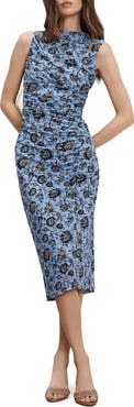 Veronica Beard Sylviani Floral Print Sleeveless Sheath Dress