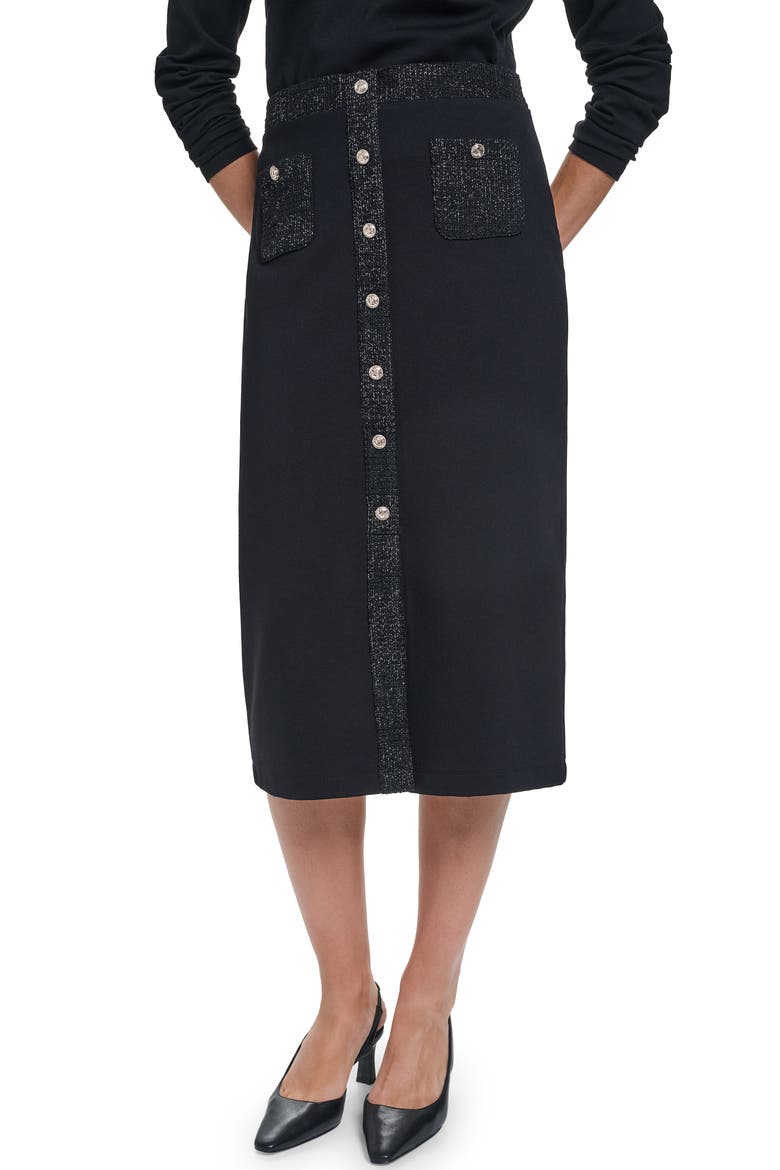 Stretch Knit Midi Skirt, Main, color, BLACK