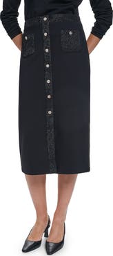 KARL LAGERFELD PARIS Stretch Knit Midi Skirt