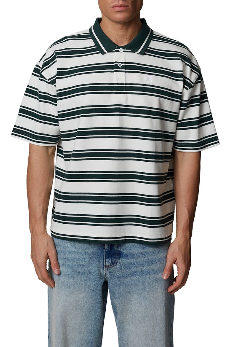 Boxy Fit Striped Polo, Main, color, Green