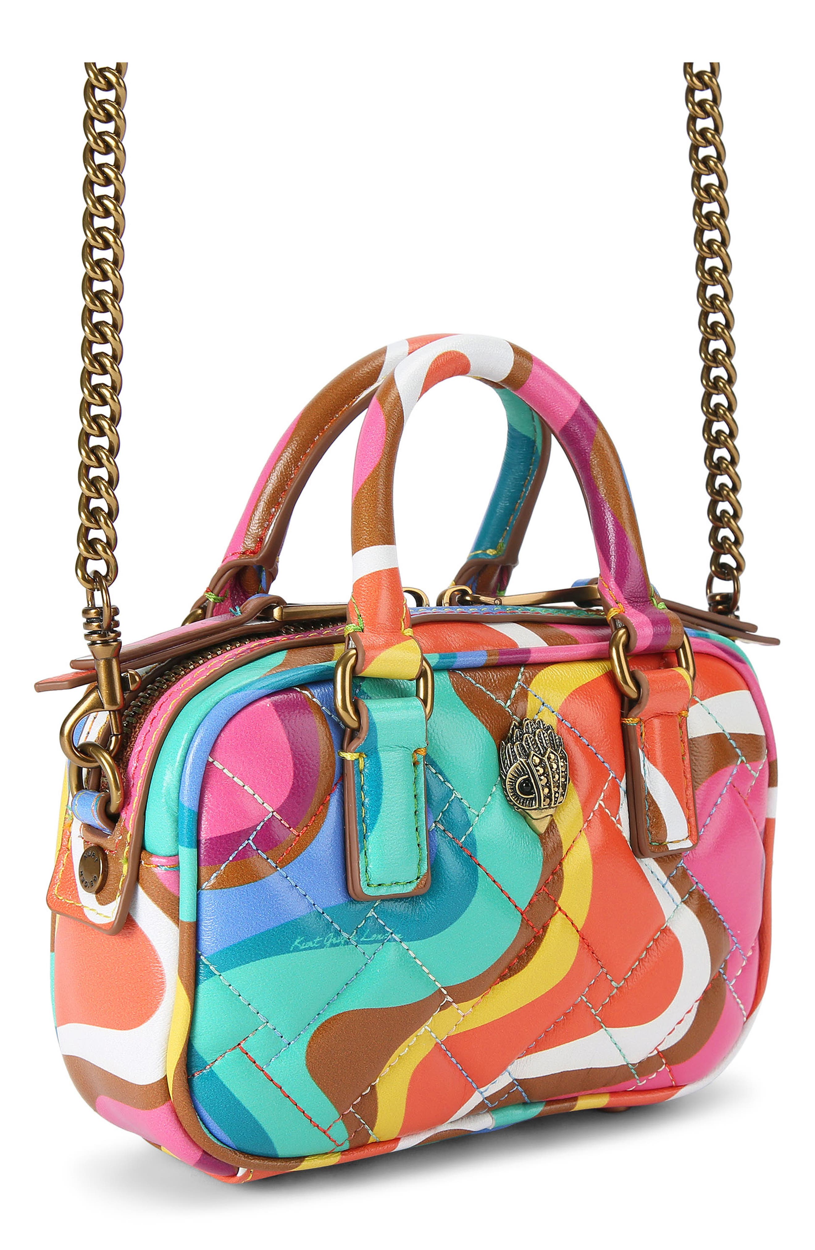 Kurt Geiger London Extra Small Kensington Quilted Leather Duffle Bag, Alternate, color, Multicolored