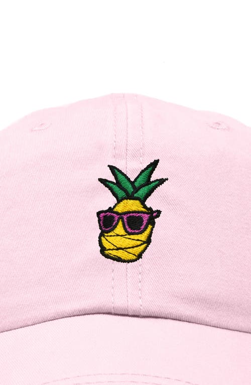 Dalix Pineapple Embroidered Dad Hat In Washed Pink