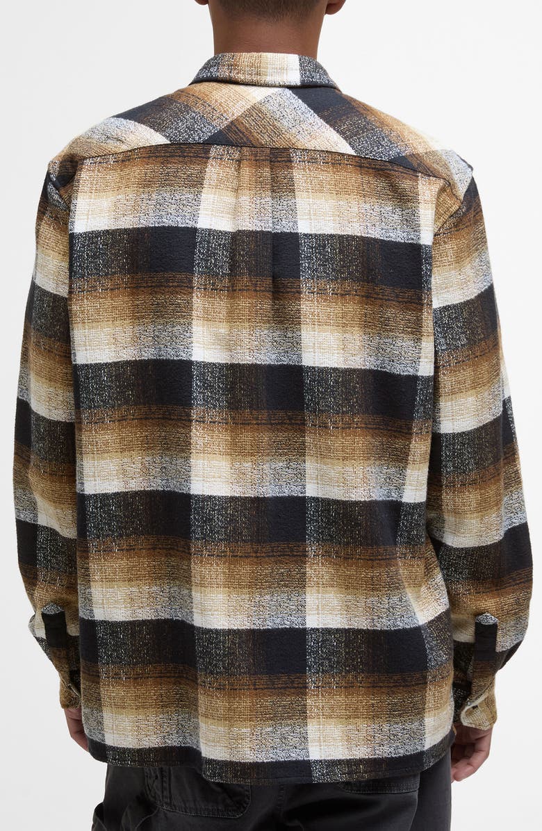 Barbour Woodfoot Check Textured Cotton Button-Up Overshirt, Alternate, color, Black