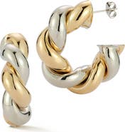 GLAZE JEWELRY Two-Tone Twist Hoop Earrings