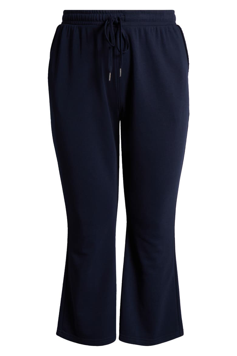 Drawstring Terry Flare Pants, Alternate, color, NAVY STILL
