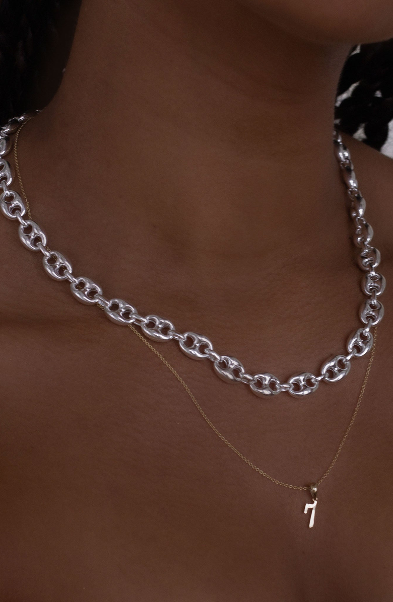 Kinn Puffed Mariner Chain Necklace, Alternate, color, Silver