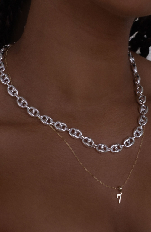 Kinn Puffed Mariner Chain Necklace In Silver