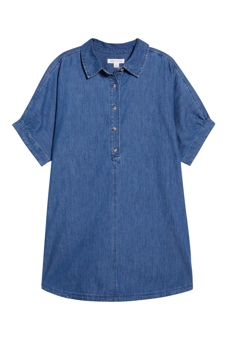 Chambray Polo Shift Dress, Alternate, color, MEDIUM WASH