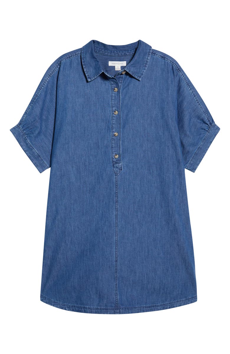Treasure & Bond Chambray Polo Shift Dress, Main, color, Medium Wash
