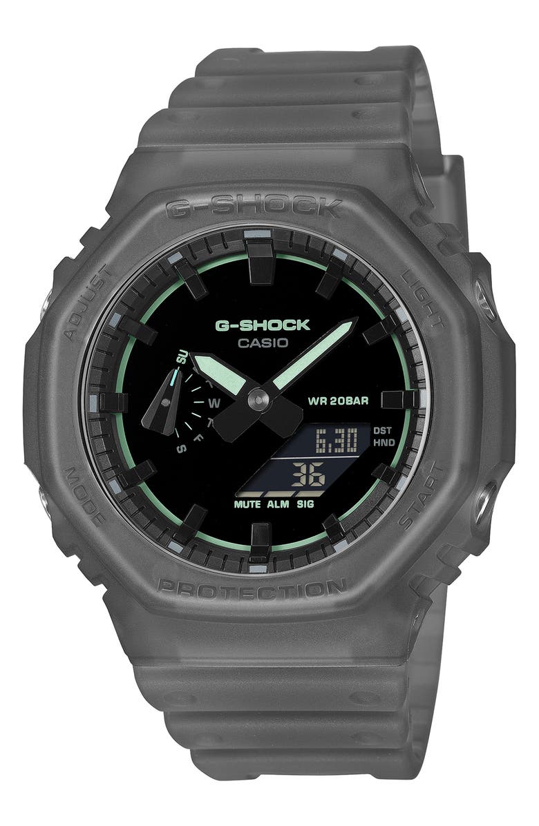 G-SHOCK 5600 Series Ana-Digi Resin Strap Watch, 48.5mm x 45.4mm, Main, color, Silver