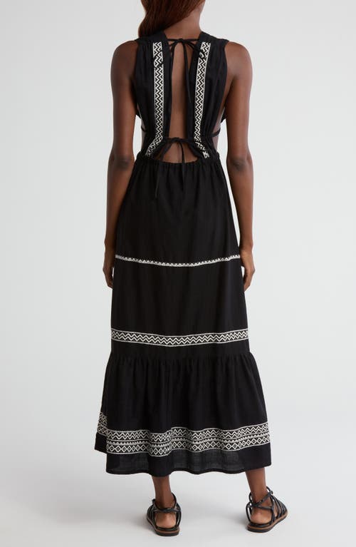 Lemlem Lelisa Plunge Cotton Blend Maxi Dress In Lulit Black