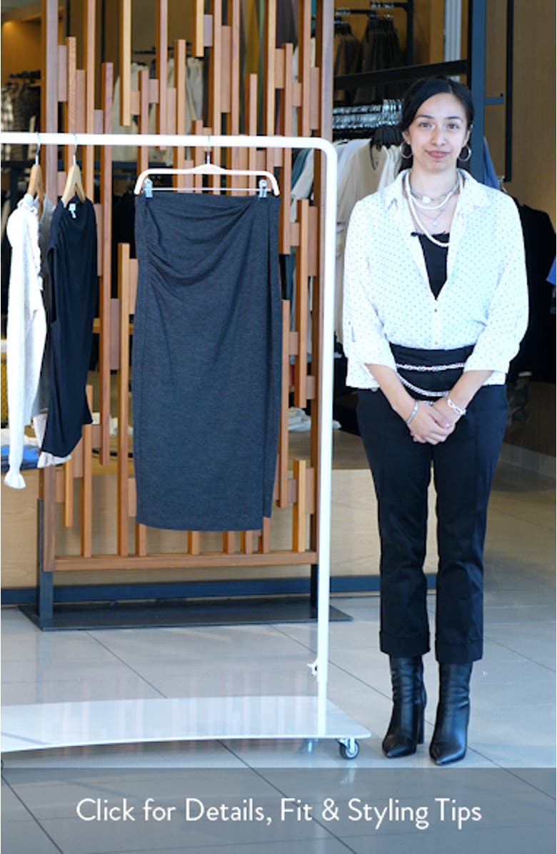 Ruched Wool Blend Knit Midi Skirt, sales video thumbnail