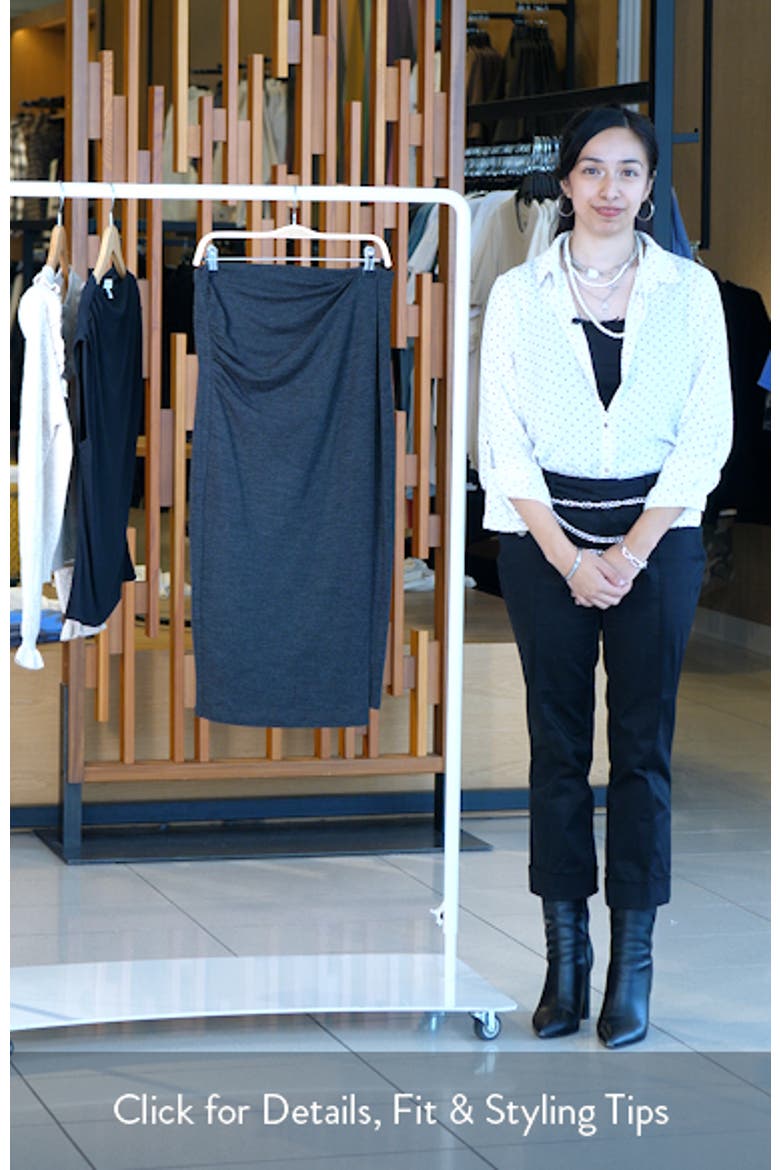 Ruched Wool Blend Knit Midi Skirt video