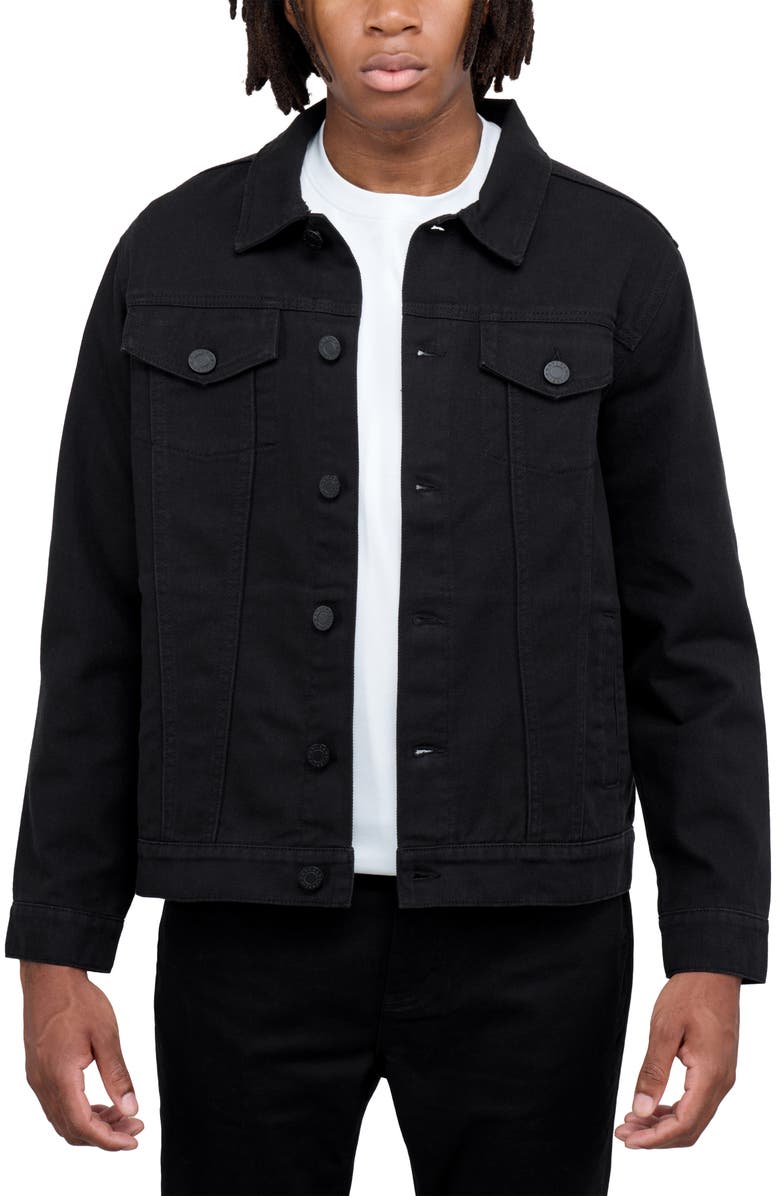 XRAY Slim Washed Denim Jacket, Main, color, Jet Black