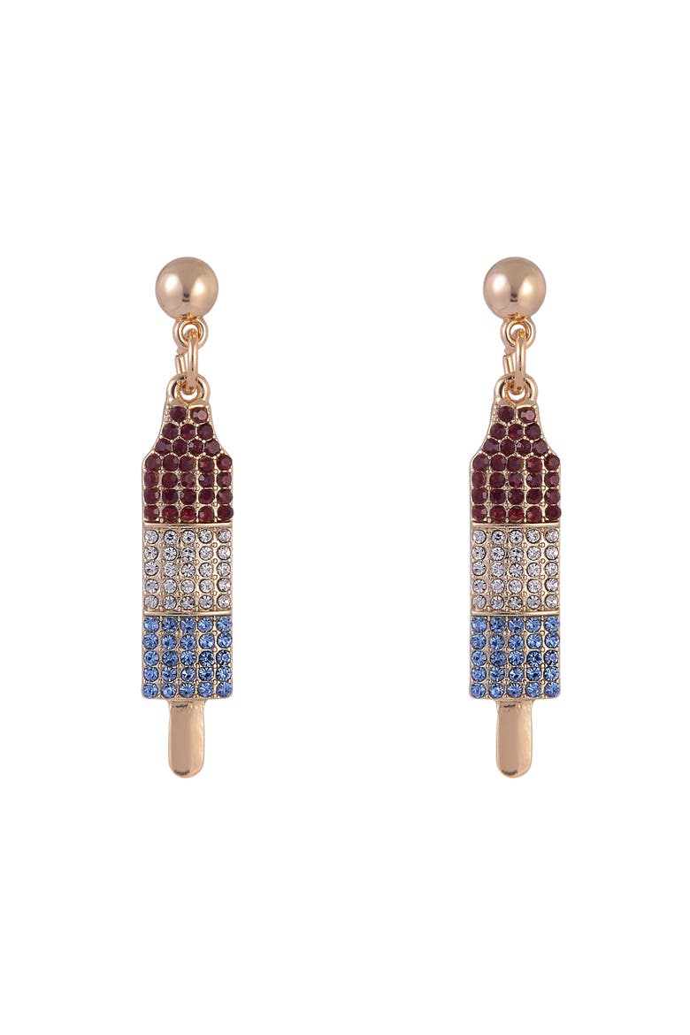 Red, White and Blue Popsicle Earrings, Alternate, color, Red