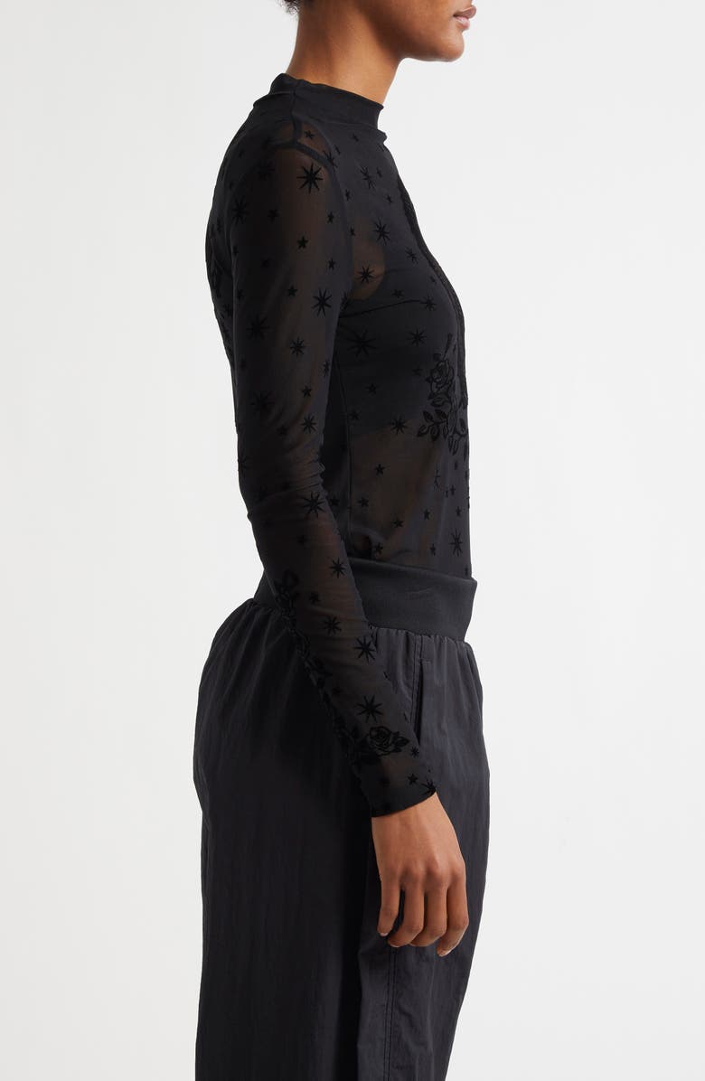 Bella Doña Virgencita Long Sleeve Mesh Top, Alternate, color, Black Mesh