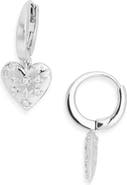 Nadri Cubic Zirconia Heart Drop Huggie Hoop Earrings
