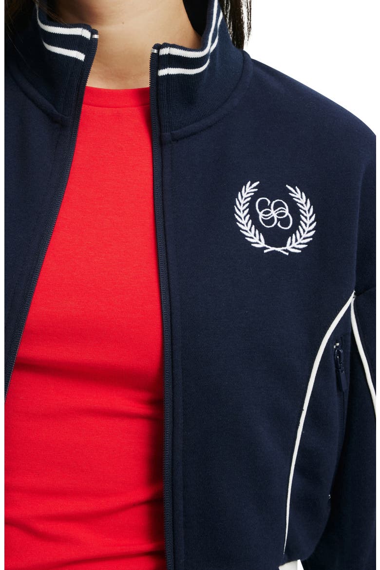 Embroidered Crop Full Zip Jacket, Alternate, color, CO CREST / WINTER NIGHT