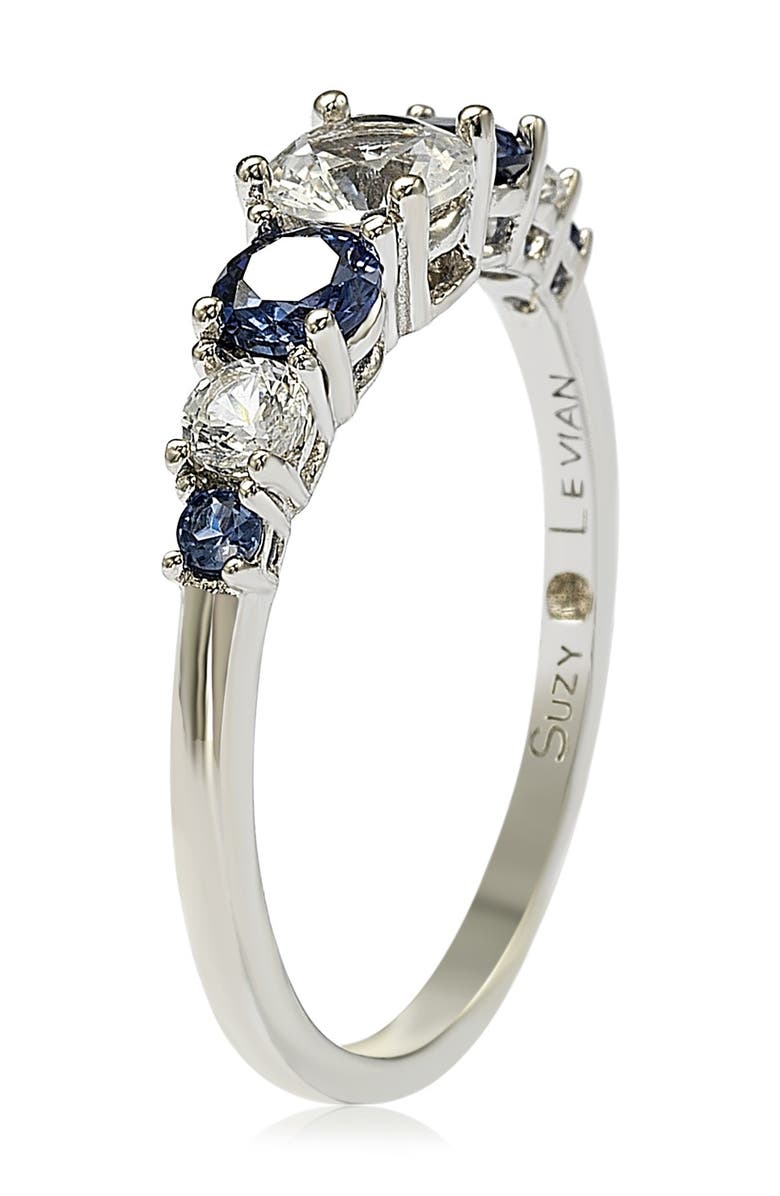 SUZY LEVIAN Sterling Silver Sapphire & Diamond Accent 7-Stone Ring - 1.75 ctw, Alternate, color, Blue