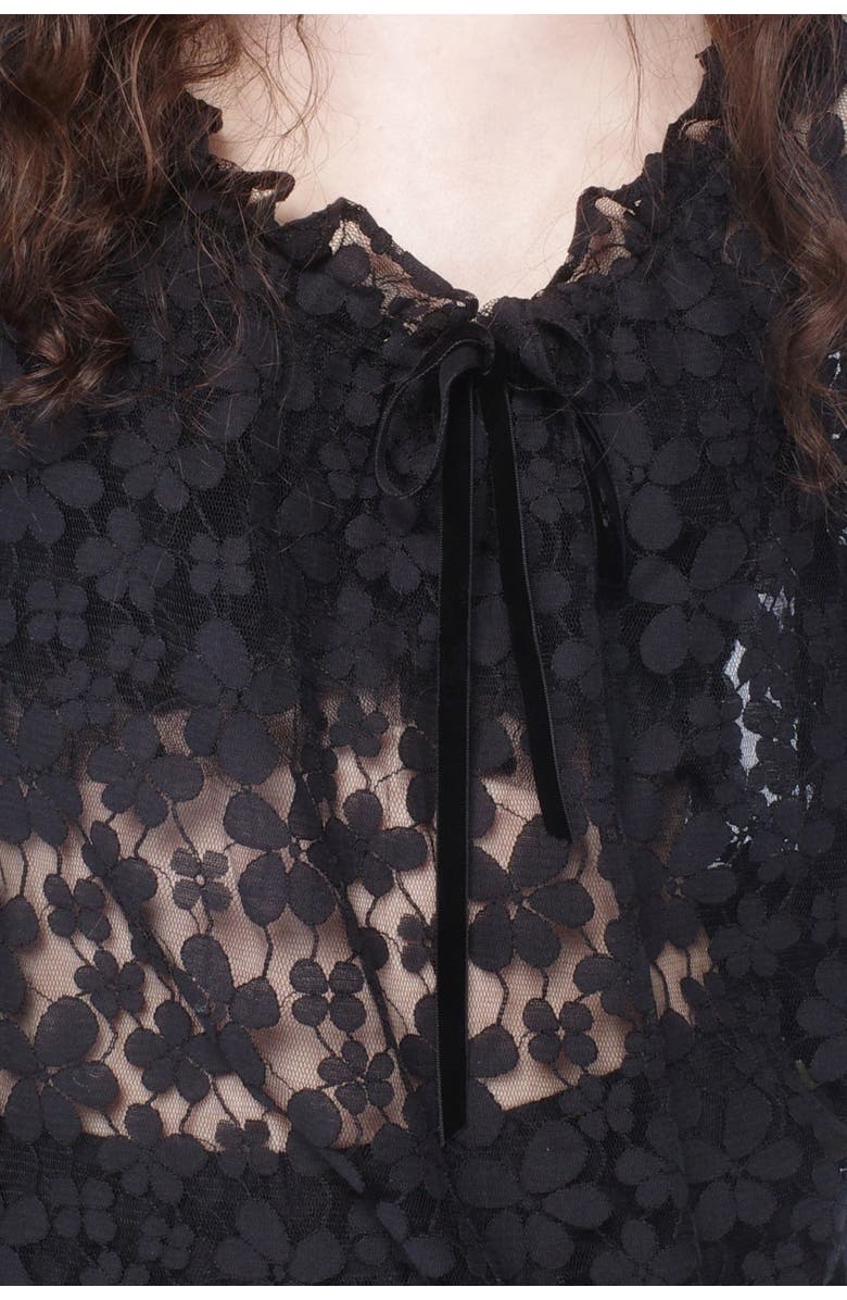 Anna Sui Shadow Blossom Tulle Elastic Lace Blouse, Alternate, color,