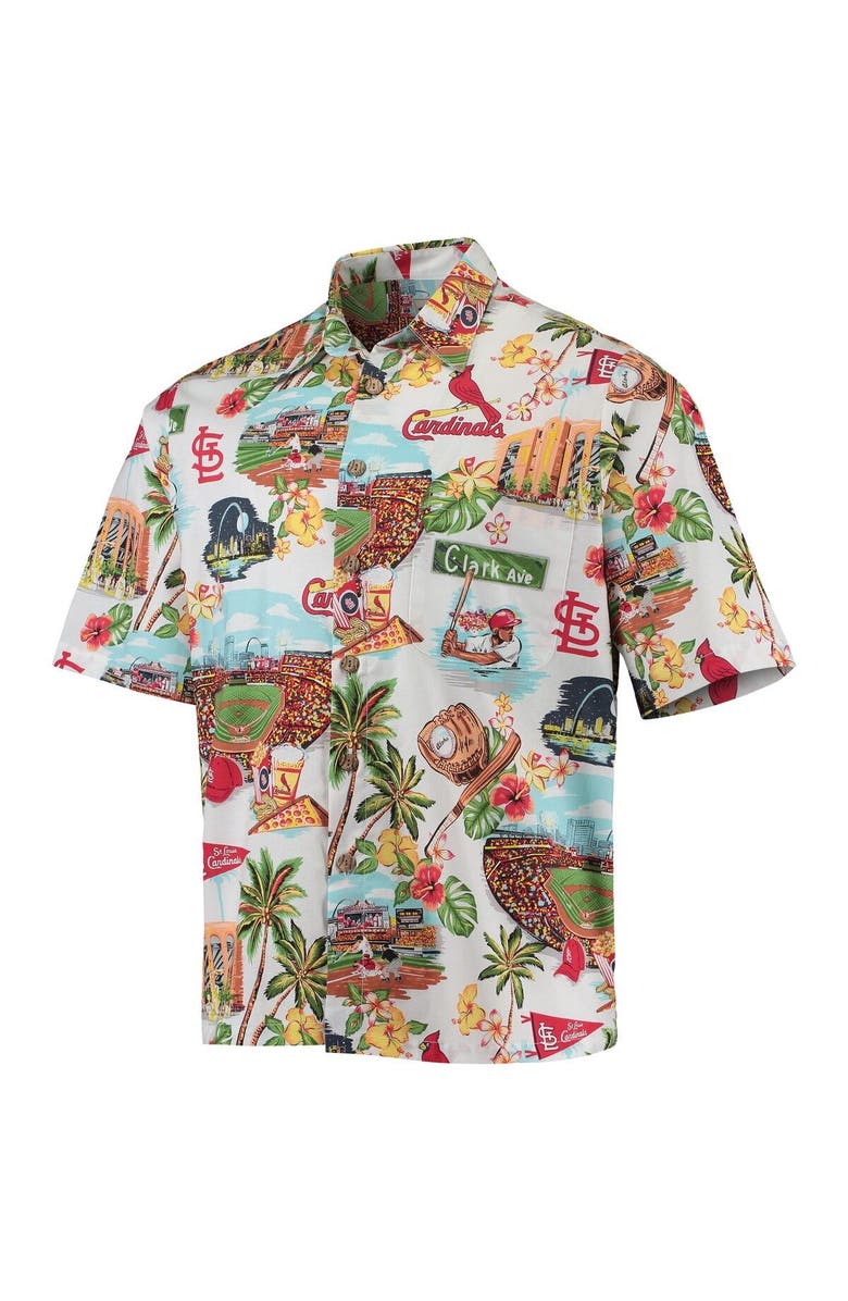 Reyn Spooner Men's Reyn Spooner White St. Louis Cardinals Logo Scenic Button-Up Shirt, Alternate, color, White