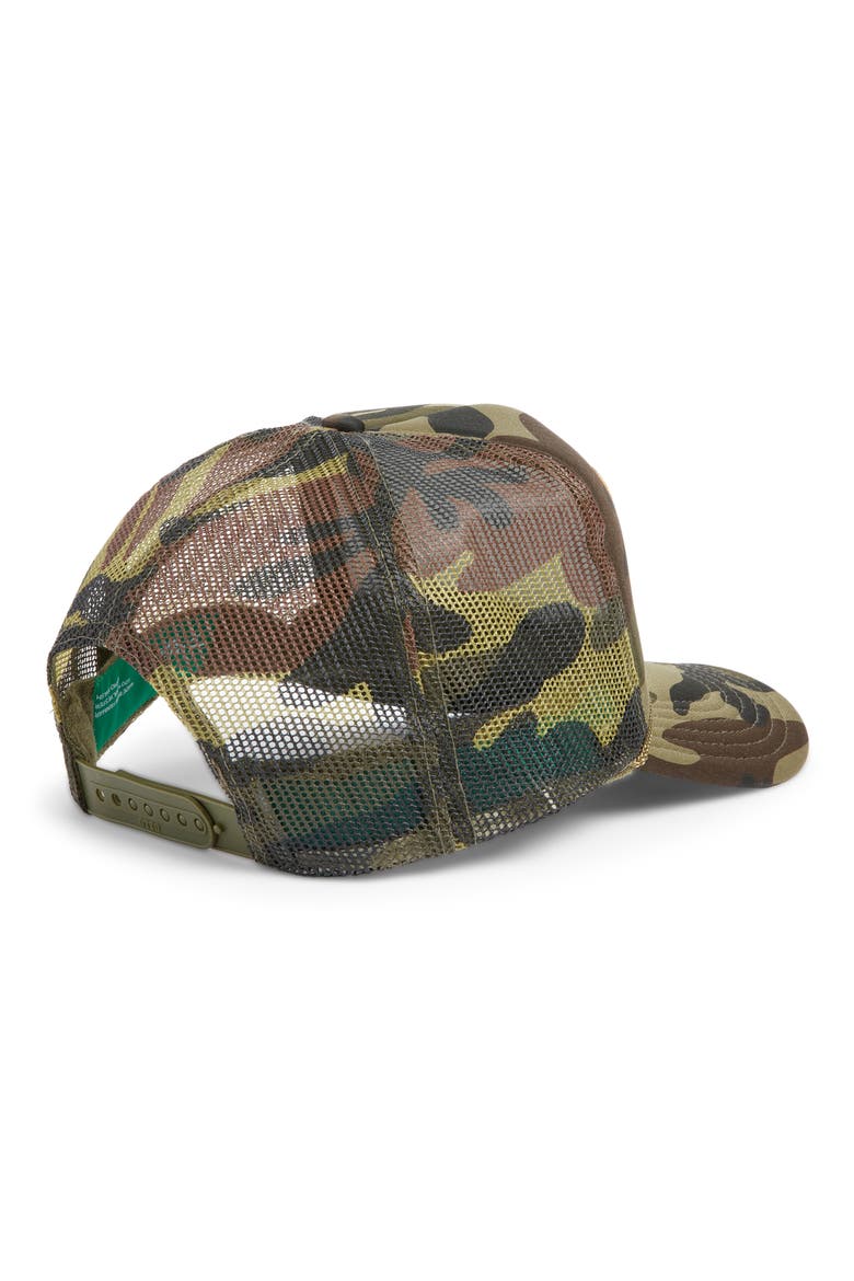 Sunray Smile Patch Trucker Hat, Alternate, color, CAMO