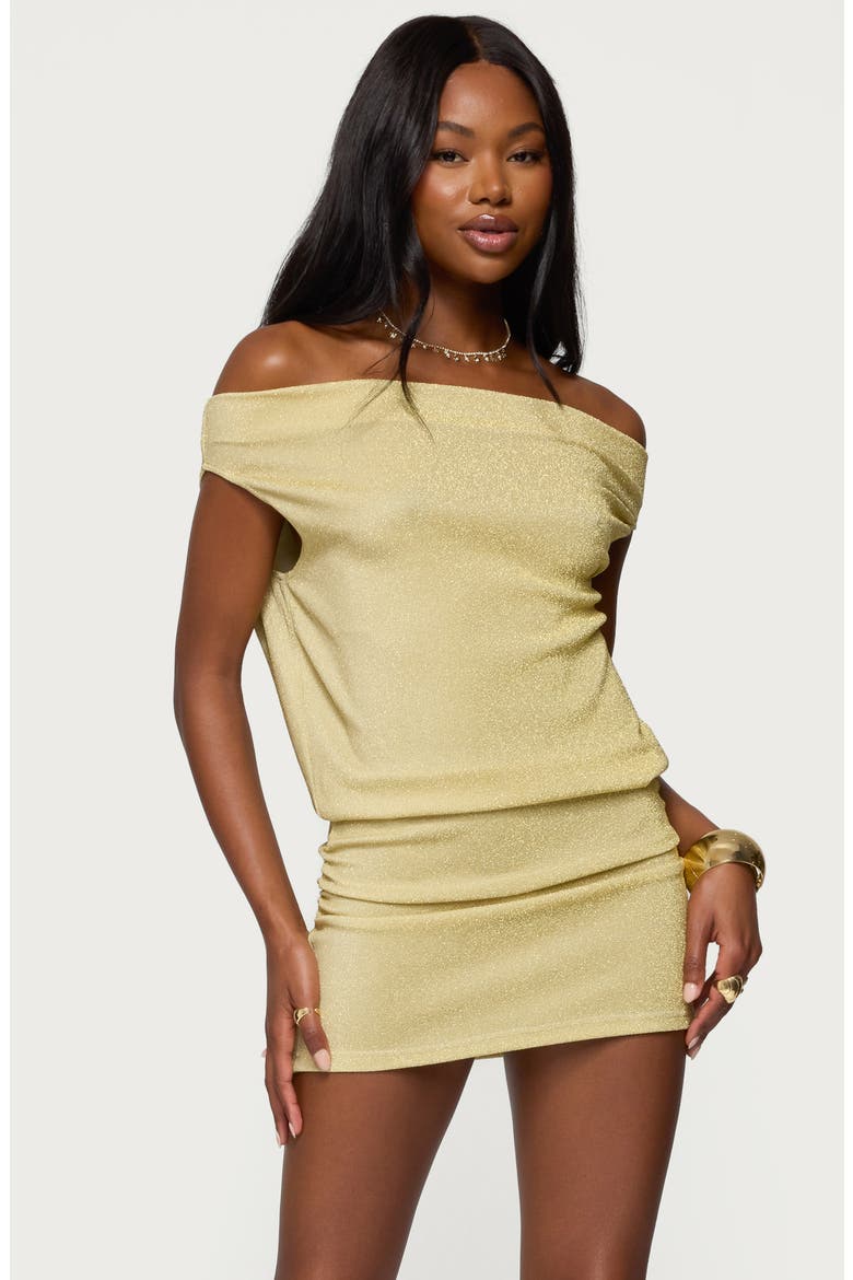 Eris Metallic Sparkle Off the Shoulder Minidress, Alternate, color, GOLD