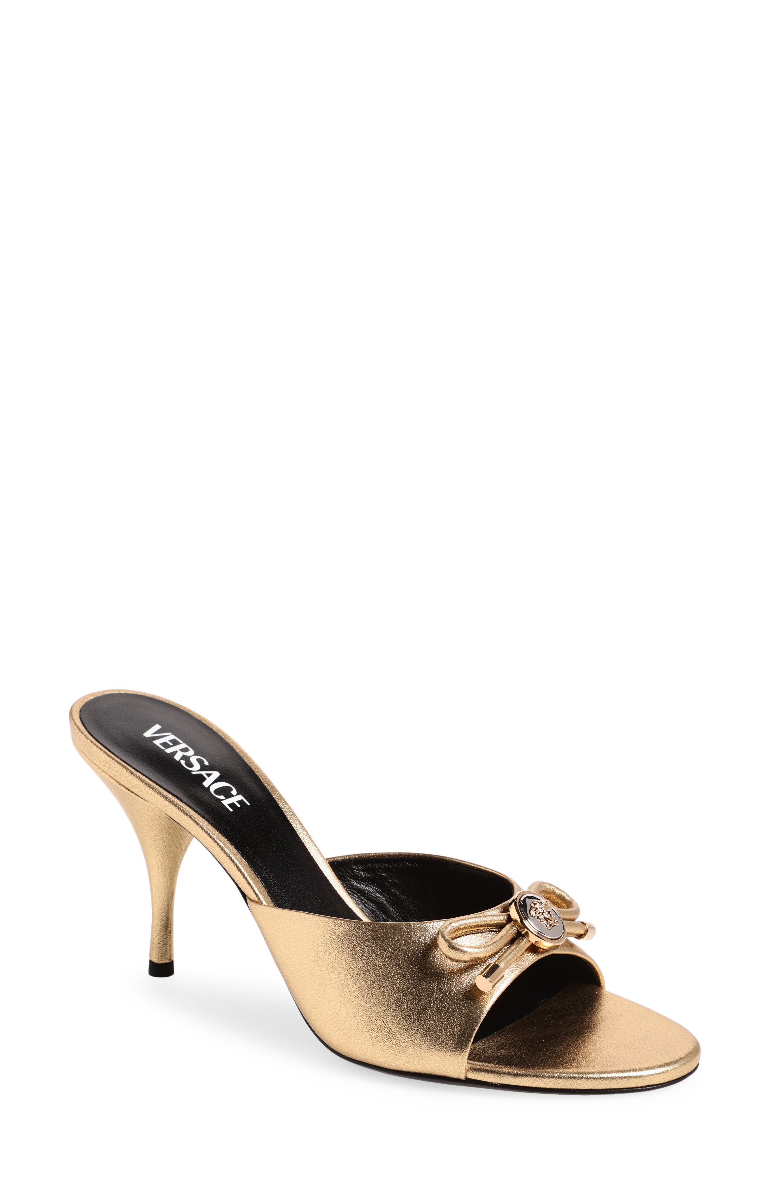 Versace Opera Bow Slide Sandal, Main, color, Gold-Versace Gold