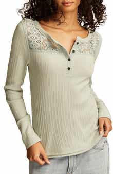 Lucky Brand Cloud Lace Rib Henley