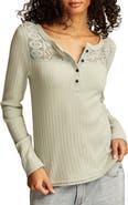 Lucky Brand Cloud Lace Rib Henley