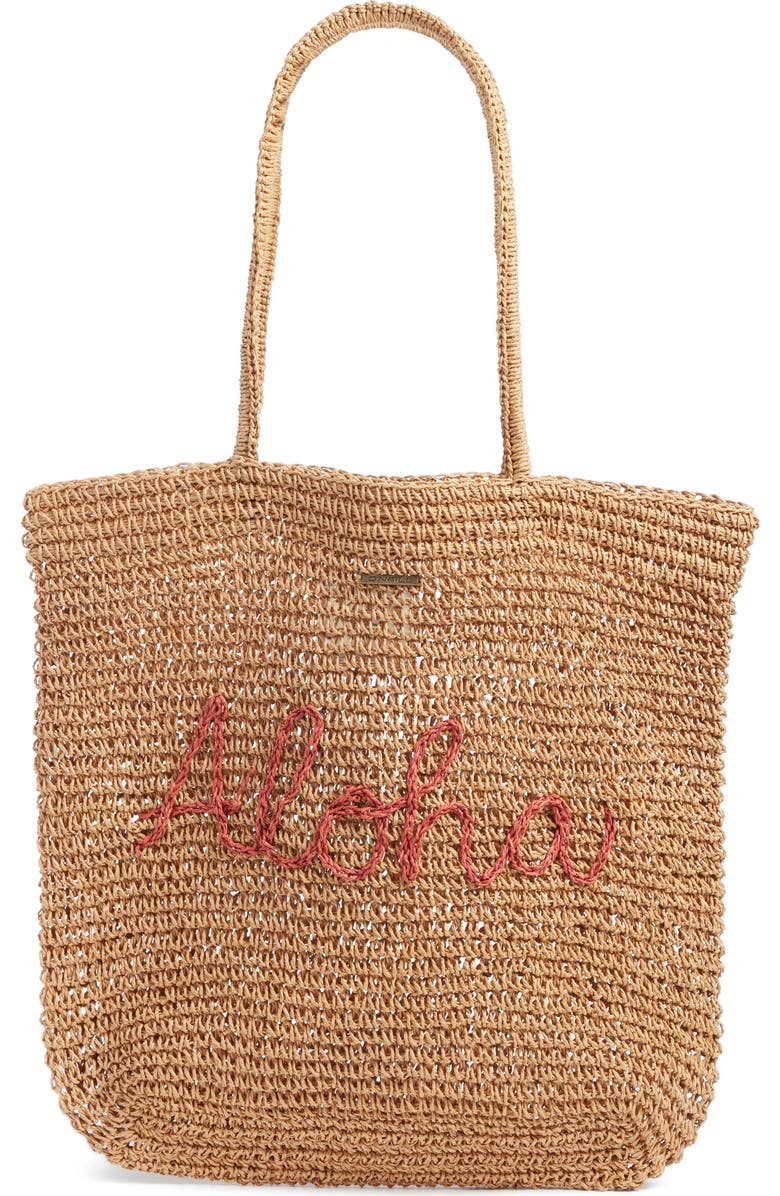 O'Neill Aloha Woven Raffia Tote, Main, color,