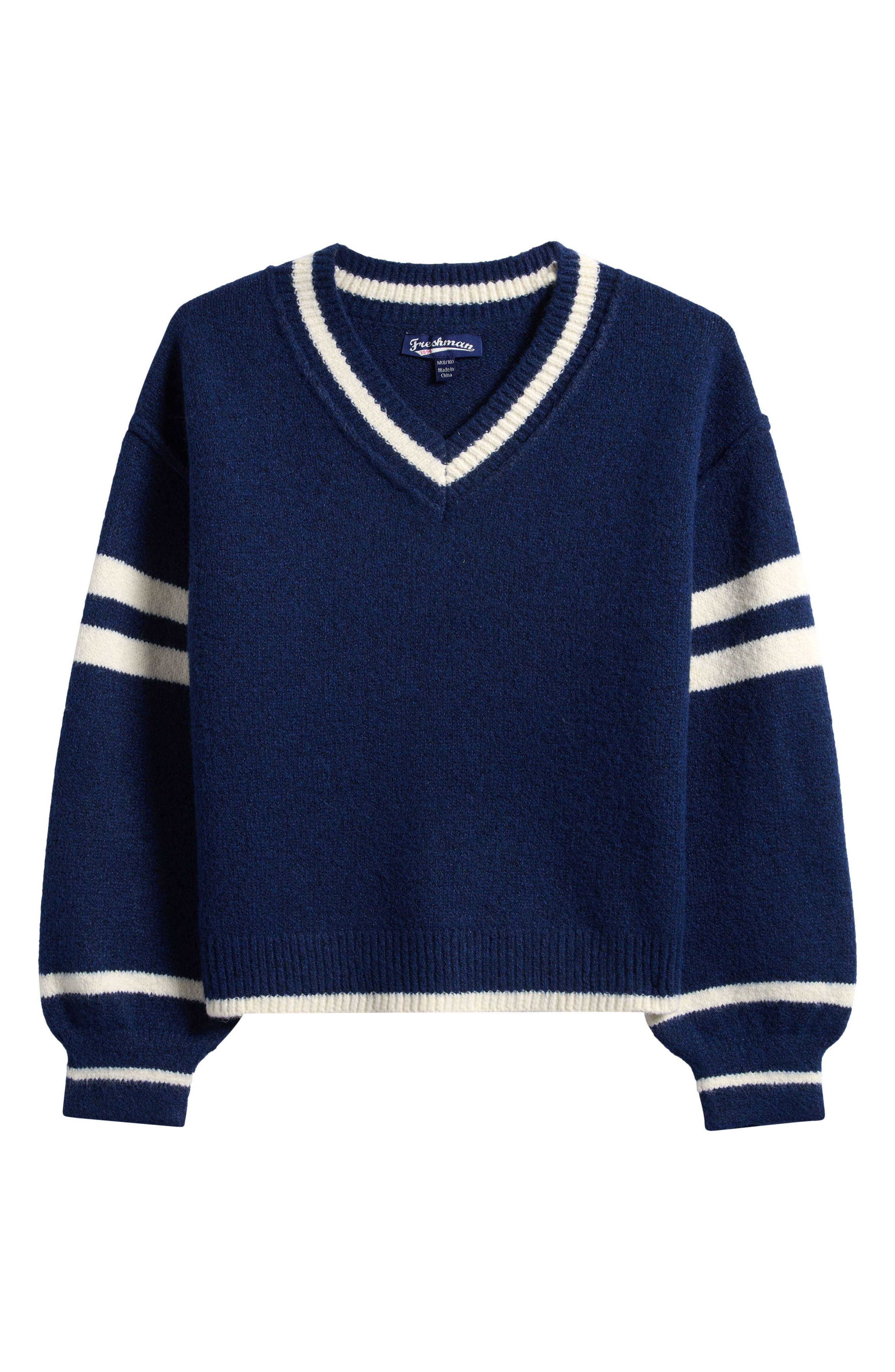 Kids' Athlete Stripe V-Neck Sweater