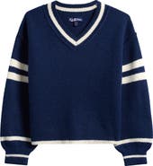 Freshman Kids' Athlete Stripe V-Neck Sweater